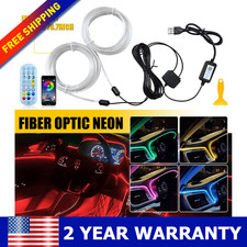 RGB LED Car Interior Fiber Optic Neon EL Wire Strip Atmosphere Light Kit APP 4M