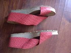 NEW! WOMENS YOKONO RED CORAL WOVEN LEATHER WEDGE SLIP ON SANDALS SIZE 9.5 — photo 2