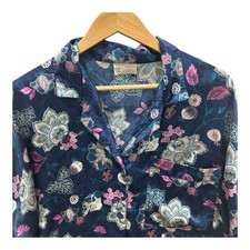Vtg California Dynasty Womens M Lounge Nightgown Tunic Floral Satin Sleep Shirt