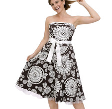 New RUBY ROX Size 7 Strapless Mandala Print Cotton Stretch Fit and Flare Dress