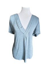 Women  s V-Neck Shirt Sleeve Top Green Size 3X Solid Color Comfortable NICE