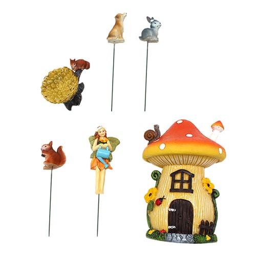 6pcs Mushroom House Fairy Bonsai Decorazioni Ornamento in miniatura per giardino - Zdjęcie 5 z 12