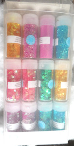 Martha Stewart Crafts - 12 TUBES OF IRIDESCENT GLITTER - ASSORTED COLORS