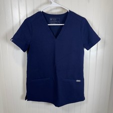 FIGS Technical Collection Navy Blue Medical Scrub Top Womens XS
