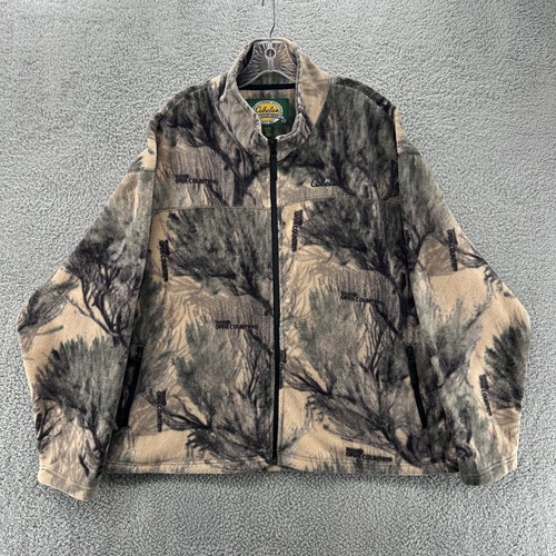 Cabelas Jacket Mens 3XL Brown Camo Open Country Full Zip Fleece Hunting Jacket