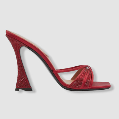 $750 D'Accori Women's Red Lust Crystal Slide Mule Sandal Shoes Size 35 EU/5 US