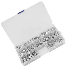 350Pcs Flat Head Solid Rivets M4 Kit, Aluminum Rivets Set Length 4/6/8/10/12/16/