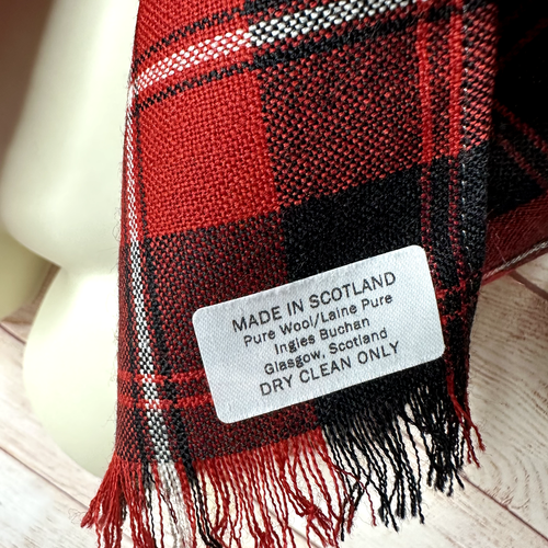 Ingles Buchan Scottish Wool Tartan Plaid Red Black Fringe Women's Scarf Scotland - Picture 5 of 6