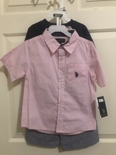 Boys Pink/Navy Blue 3 Piece Outfit. US Polo Assn. Size L  6 