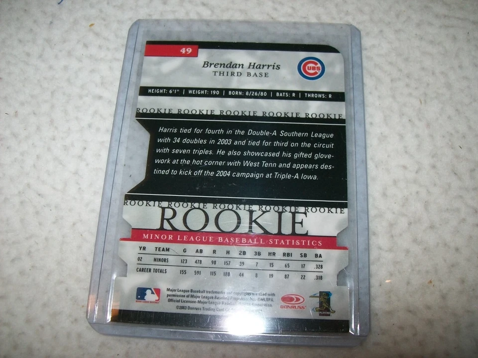 2003 DONRUSS ELITE RC BRENDAN HARRIS AUTOGRAPH SIGNED AUTO #D46/100 CHICAGO CUBS - Image 2 of 2
