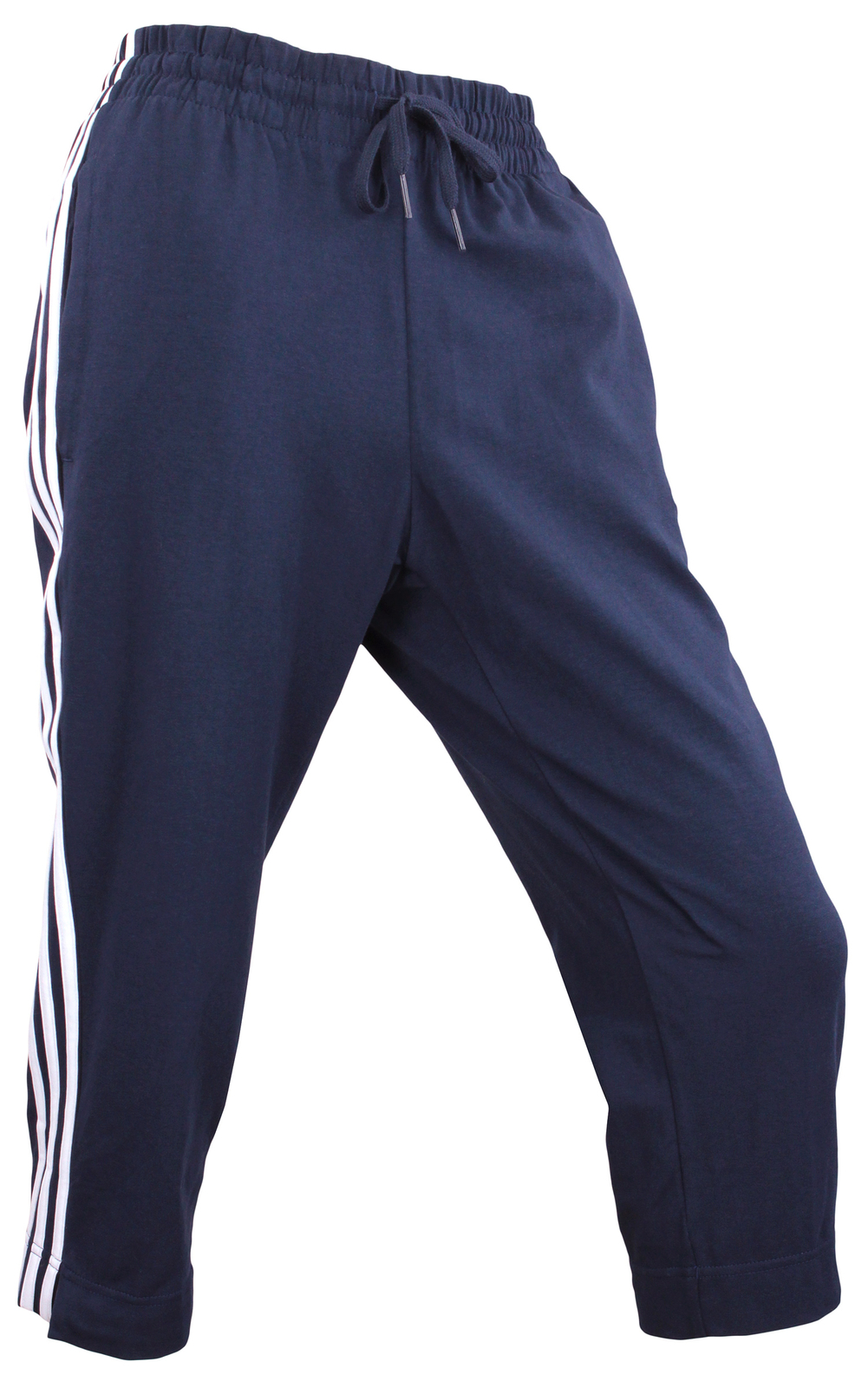 женские зауженные брюки adidas длиной 3 четверти в 3 полоски, цвет Legend Ink/Белый