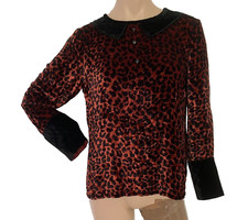 MARC By MARC JACOBS Red Leopard Velvet Velour Top UK 12 EU 40 US 8 RARE VGC