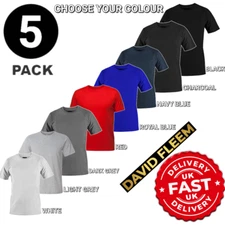Men's Plain T-Shirts Blank Basic T-Shirt 100% Cotton 5 Pack Solid Colors Tee Gym