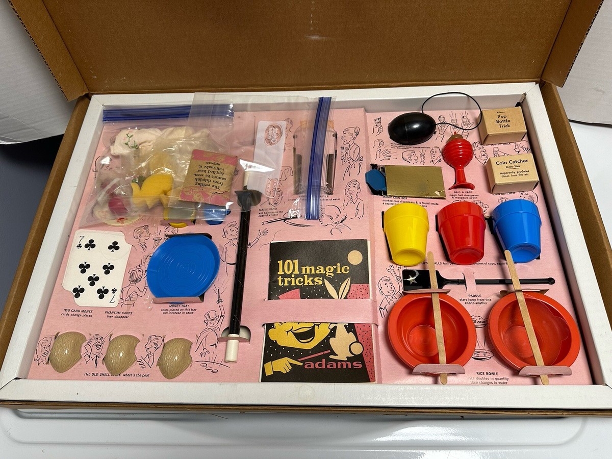 Vintage 1960's Adams Magic Trick Set Magician Kit Lot Toy Mr Wand