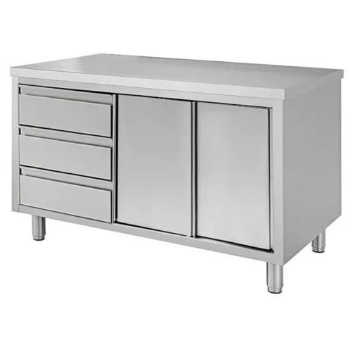 Table 230x70x85 stainless steel 430 cupboard drawers restaurant pizzeria RS4557