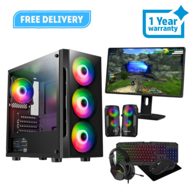 Gaming PC Bundle Core i5 16GB SSD + HDD Win10 4GB GT730 24'' Monitor & Lautsprecher 