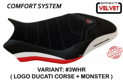 Ducati Monster 797  Tappezzeria Italia WHITE - RED Seat cover Anti slip Design