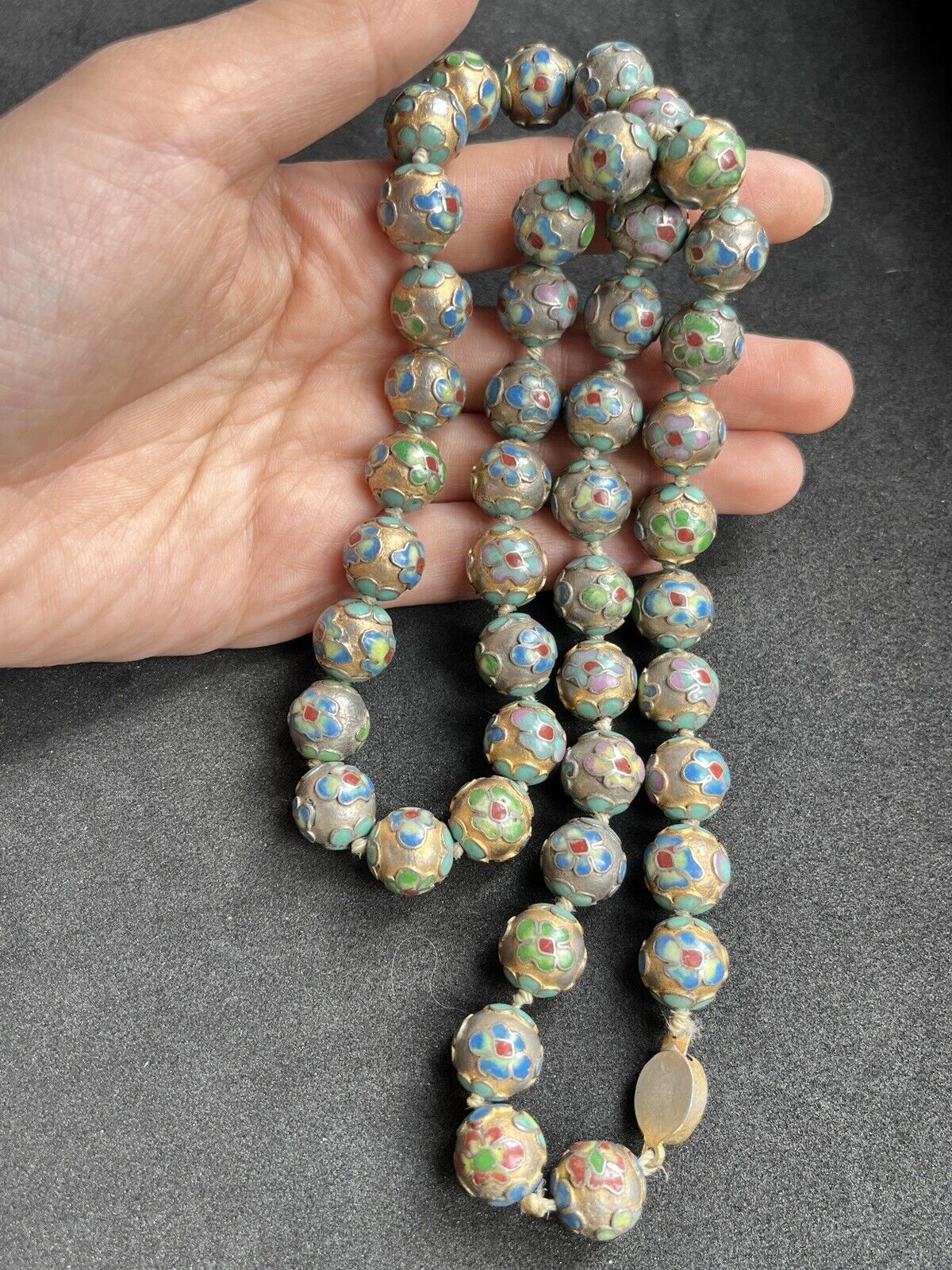 Vintage cloisonne bead necklace Chinese export en… - image 1