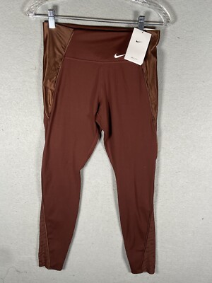 NWT Nike Dri-FIT One Women's Mid-Rise Shine Leggings Bronze Red DD5384-273 M
