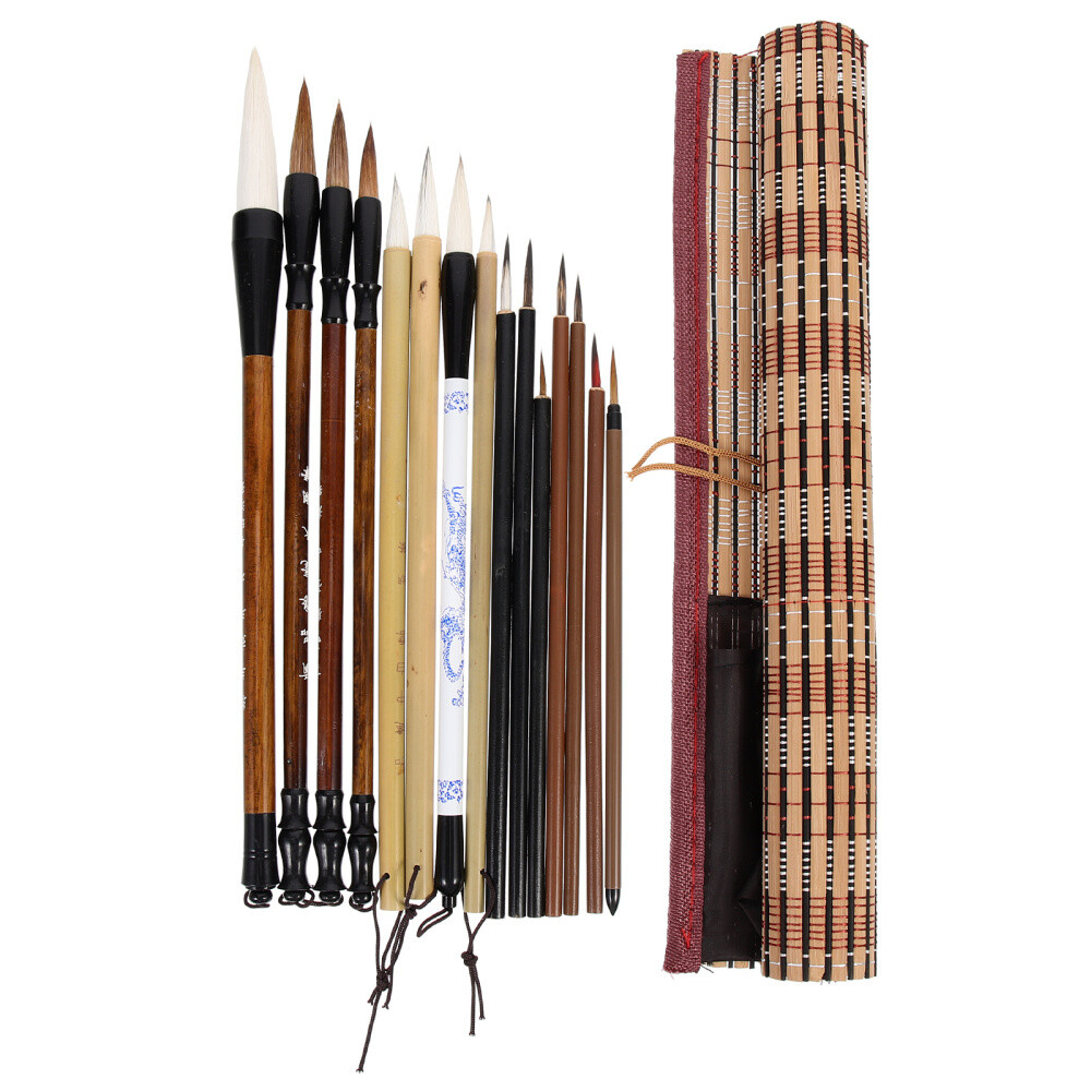 15-Piece Chinese Calligraphy Brush Set - Traditional Ink Painting Brushes For Beginners