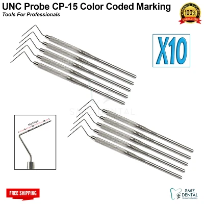 SMIZ DENTAL® Periodontal UNC PROBE CP-15 BPE Marking Color Coded Perio Examibation Probes