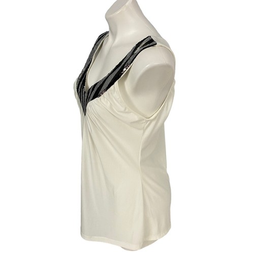 Body Central Top Womens Large Tank Y2k Party Black Cream Office Work Business - Picture 7 of 18