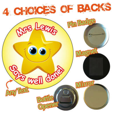 Personalised Star Reward Teacher Pupil School Party Badge Magnet Mirror 004