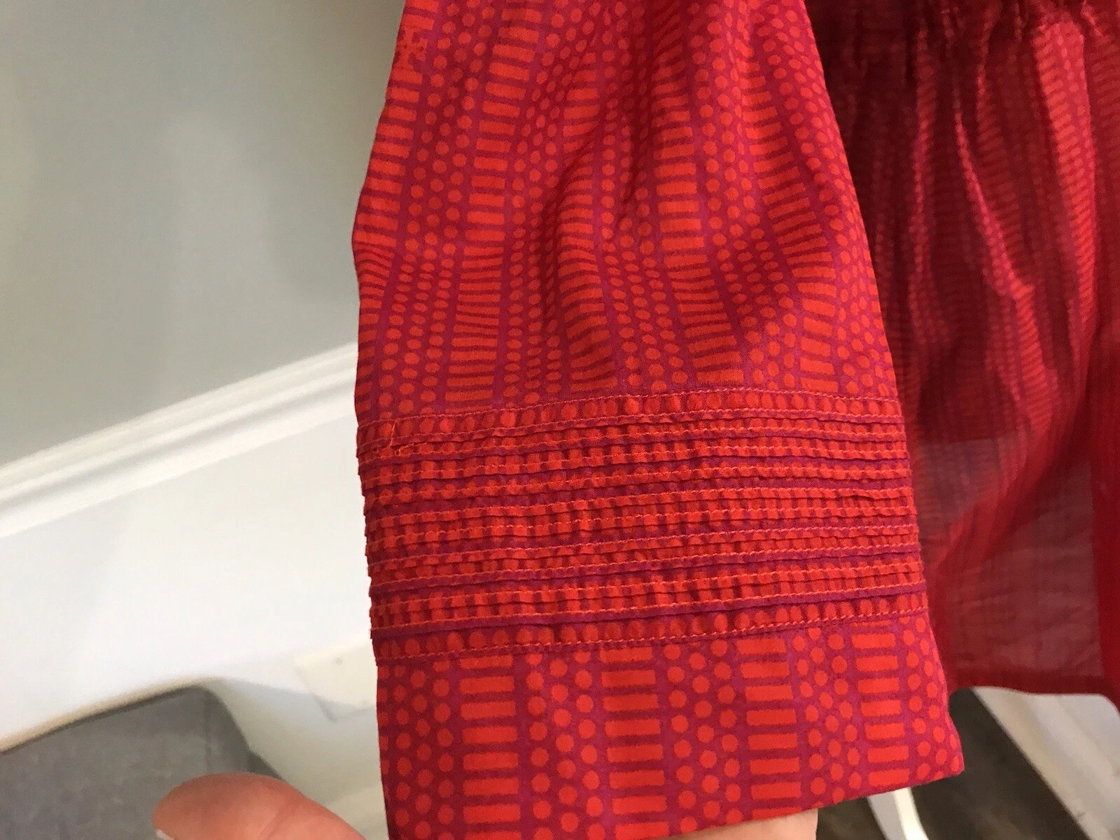 Abito tunica spiaggia copricostume cotone donna TORY BURCH TG 8 nuoto ROSSO VIOLA cravatta