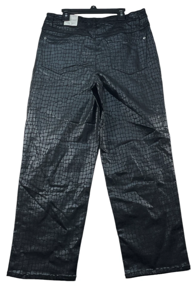 Pantalones International Concepts Mujer Talla 12 Negro Estampado Animal Pierna Recta Nuevos Foto 2 de 4