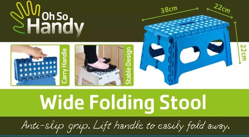 Strong Wide Step Stool Folding Plastic Multi Purpose Anti Slip Grip Easy Storage - Picture 2 of 13