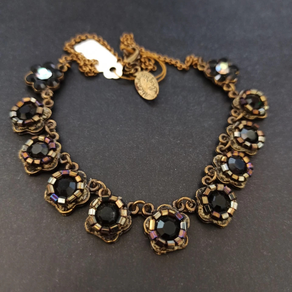 Collar Michal Negrin Flores Negras Tempranas Cuentas Carnaval Clásico Gótico De Colección Foto 2 de 4