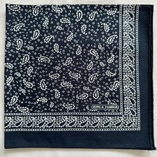 Mens Bandana Vintage Navy Blue Cotton Geometric Paisley Pattern Handkerchief 19"