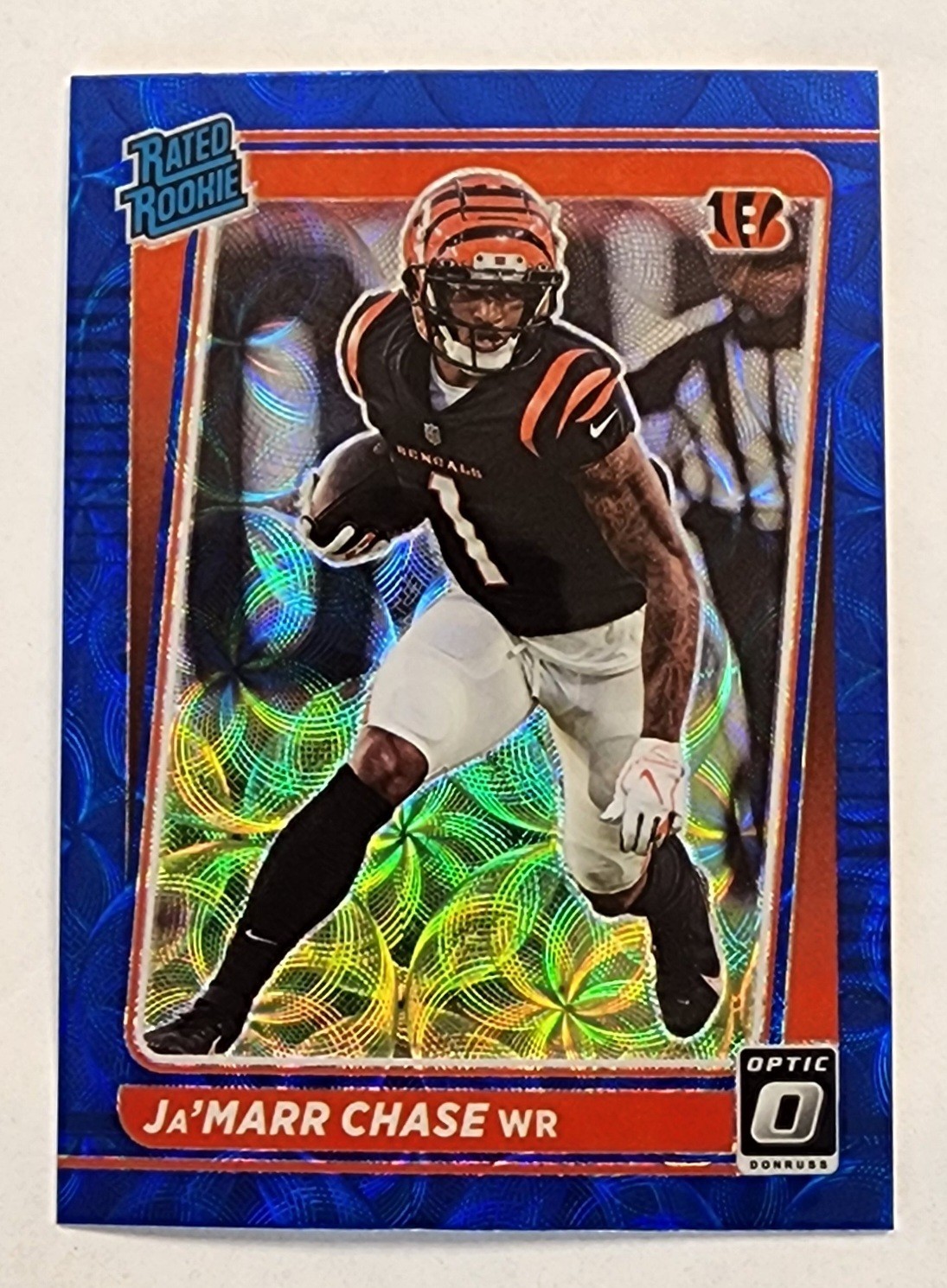 2021 Donruss Optic Jamarr Chase Blue Scope Prizm Rated Rookie RC #207 Bengals