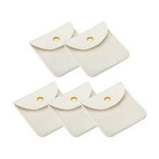 5Pcs 8x8cm Jewelry Pouches with Snap Button Soft Storage Beige