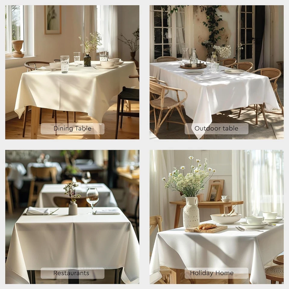 Tovaglia Dimensioni 140X140 Cm | Tessuto in Tela Di Cotone | Tinta Unita Bianco  - Immagine 4 di 4