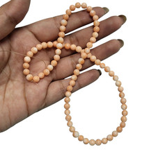 Italian Natural Coral Bead Strand 5 mm Nude Color Round Loose Gemstones 7 Inch