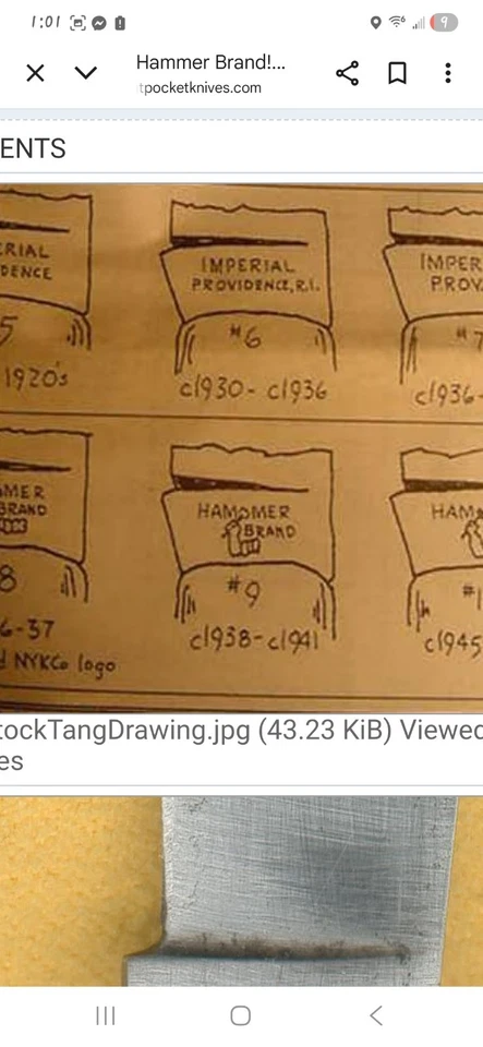 De colección. Cuchillo Hammer Brand Black Hills c1938-41 Imperial EE. UU. Mango de concha Prov. RI Foto 4 de 4