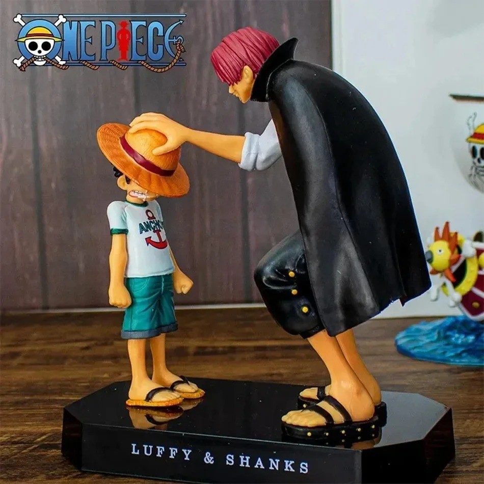 Figura One Piece Luffy and Shanks 18cm PVC Anime Modelo de Acción Juguete Coleccionable Gi