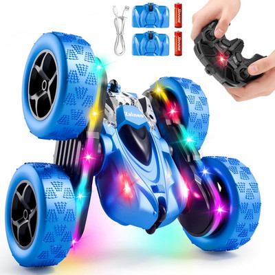 Remote Control Stunt Car 4WD 360° Flip Double Sided RC Cars, LED Light Bar, USB 