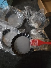 2/4/6pcs Tart Quiche Pans With Removable Bottom Pie Non-stick Fluted Sides