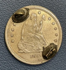 Silver Love Token - 1861 Quarter Love Token - Initialed“BJ” - Intricate Work