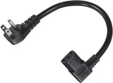 90 Degree Computer Power Cord Right Angle - 1FT Flat Plug NEMA 5-15 Plug to IEC