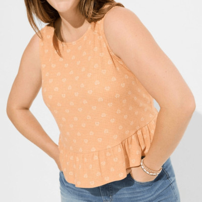 Torrid -224 Peach Bloom Boat Neck Texture Knit High Neck Ruffle Crop Top Size 2