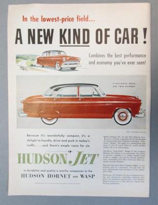 Original 1953 Huson 4 Door Jet Sedan Ad A DIFFERENT KND OF CAR