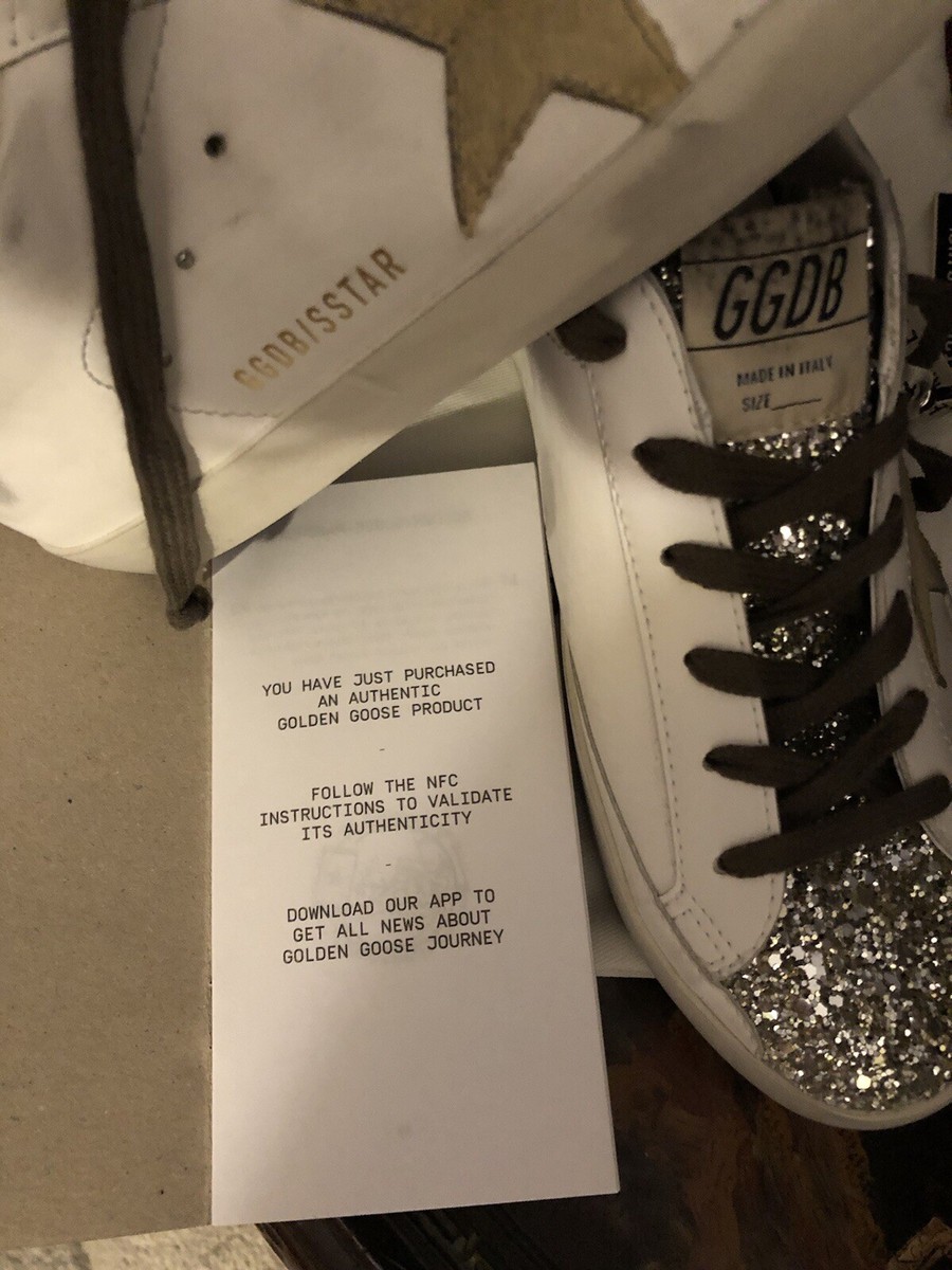 BNIB Golden Goose Superstar Classic Platinum Glitter Toe