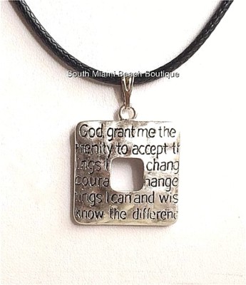 Collana Con Ciondolo Preghiera Della Serenità - Argento Placcato, Regolabile 19-24", Regalo