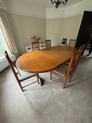 Beautiful midcentury extendable vintage teak dining table with chairs  UK