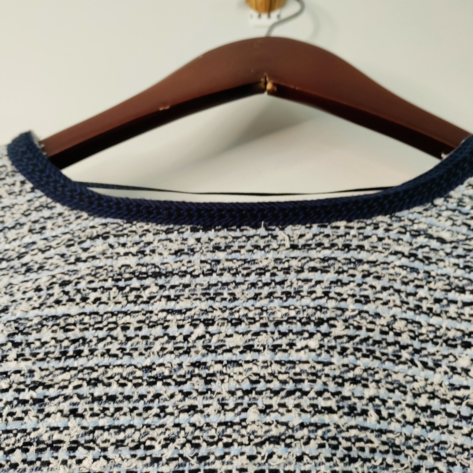 Ann Taylor Loft Women S Bell Sleeve Knit Sweater Navy/White Office Open Cardigan image 7