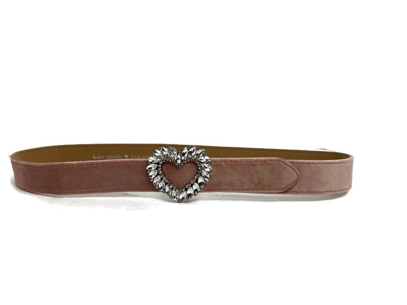 Kate Spade Heart Belt Rhinestone Crystals Pink Suede Size Small Medium Belt s-l400.jpg main image 3