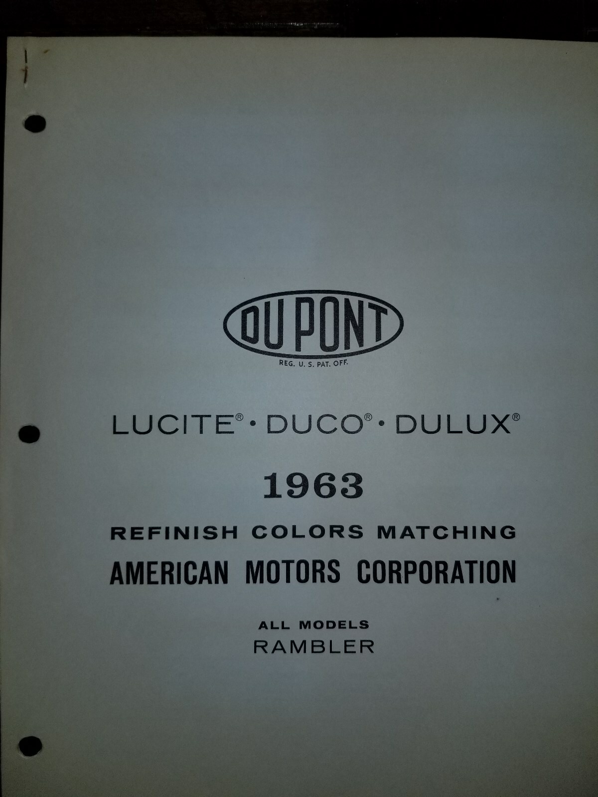 1963 Color Chips Dupont AMC Rambler